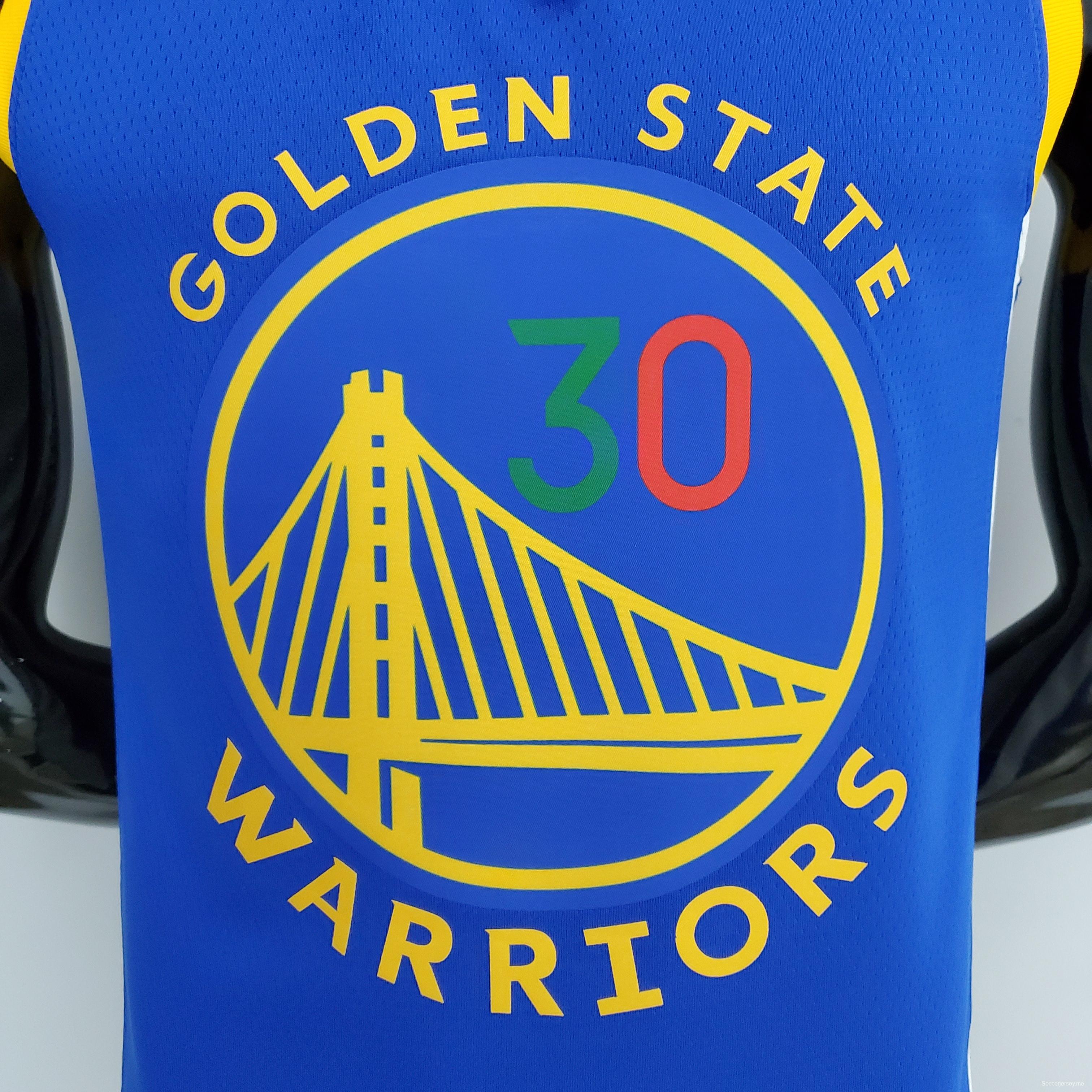 Retro 75th Anniversary Golden State Warriors CURRY#30 Mexico Blue NBA Jersey