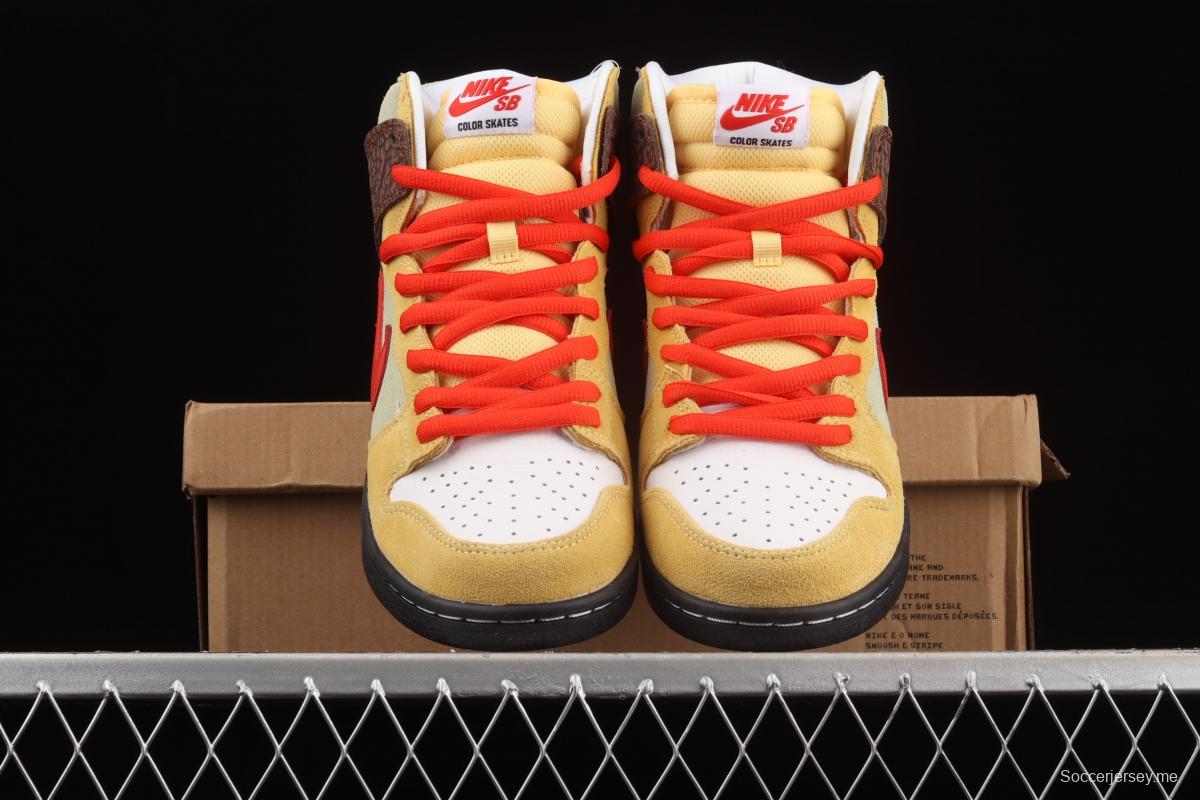 Color Skates x NIKE SB DUNK High burrito yellow brown red CZ2205-700