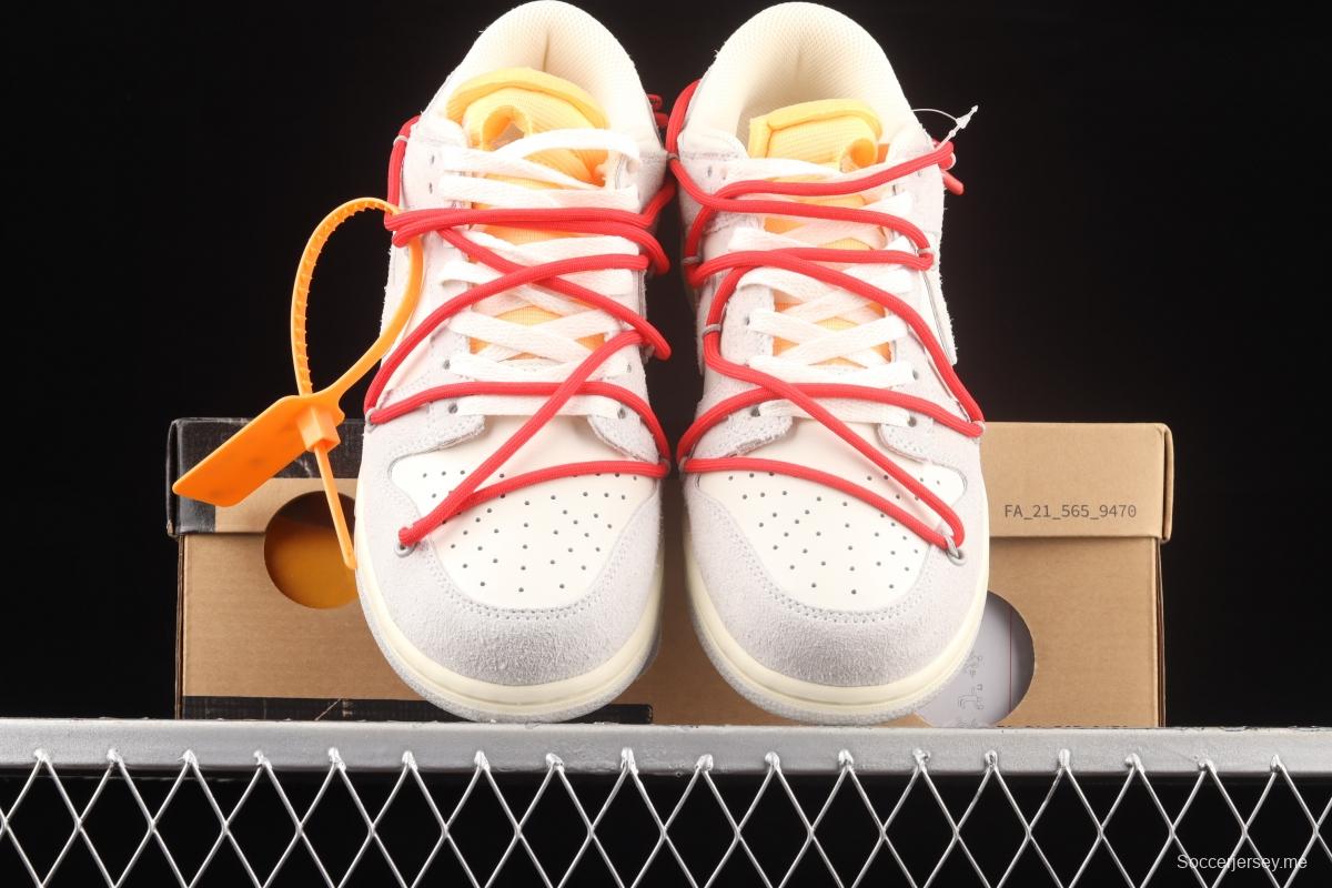 OFF-White x NIKE DUNK Low OW white gray leisure sports skateboard shoes DJ0950-103