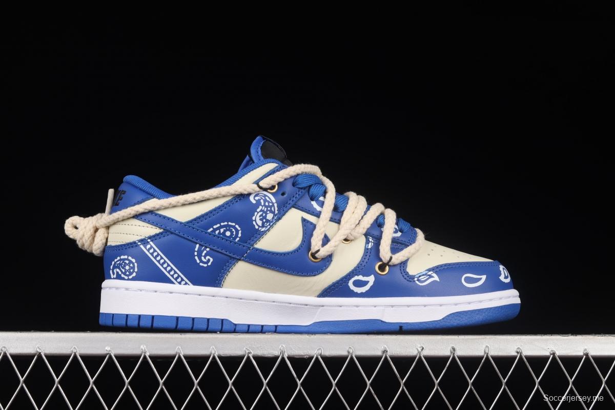 NIKE DUNK Low Retro beige lightning blue retro cashew flower deconstruction shoelace SB buckle shredded backboard fashion leisure board shoes DD1391-001