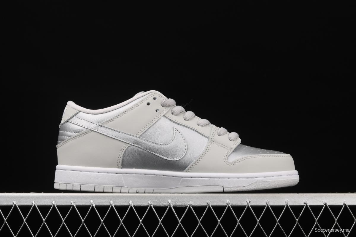 NIKE SB DUNK Low gray and silver color matching front layer casual skateboard shoes 854866-029