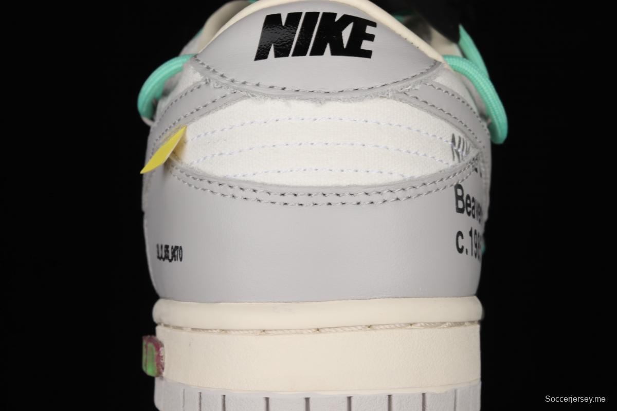 OFF-White x NIKE DUNK Low 04 of 50 OW white gray leisure sports skateboard shoes DM1602-114