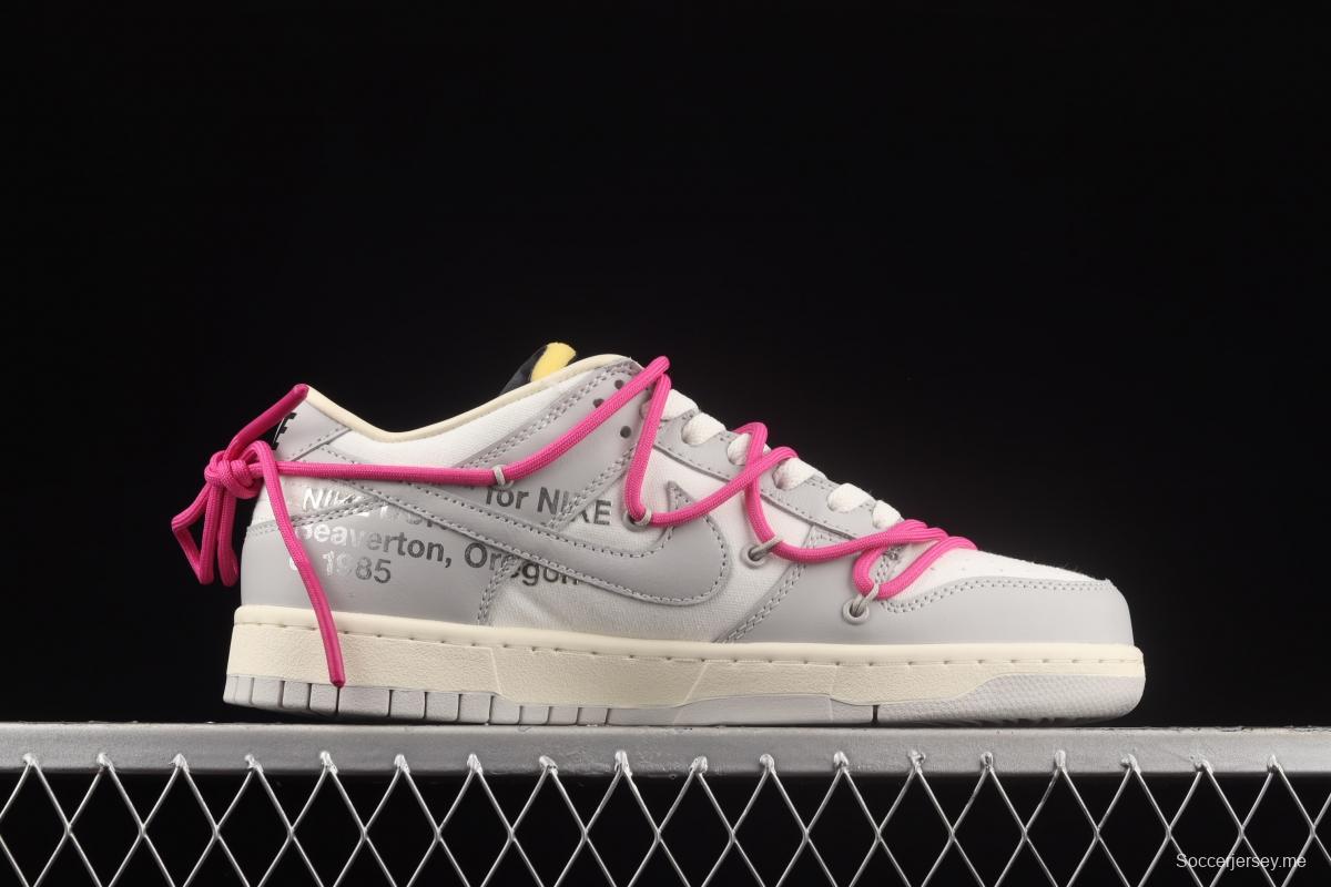 OFF-White x NIKE DUNK Low OW white and gray leisure sports skateboard shoes DM1602-122