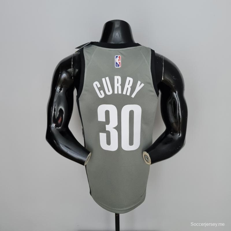 قميص دوري كرة السلة الأمريكي للمحترفين رقم 75th Anniversaryth Curry #30 إصدار مدينة بروكلين نتس باللون الرمادي
