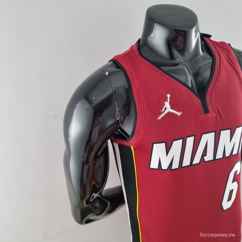 الذكرى ال75 لميامي هيت ميامي هيت جوردان جيمس #6 قميص دوري كرة السلة الأمريكي للمحترفين باللون العنابي
