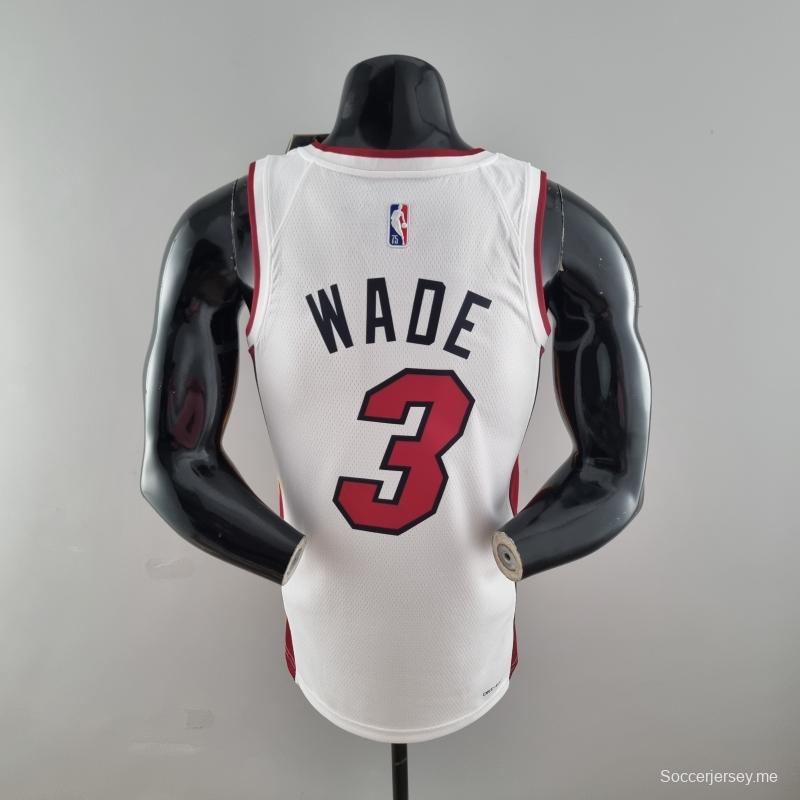 الذكرى 75 لميامي هيت ميامي هيت WADE # 3 قميص أبيض للدوري الاميركي للمحترفين
