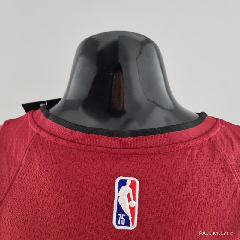 الذكرى ال75 لميامي هيت ميامي هيت جوردان وايد #3 قميص دوري كرة السلة الأمريكي للمحترفين باللون العنابي
