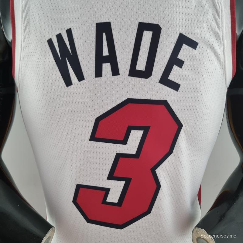 الذكرى 75 لميامي هيت ميامي هيت WADE # 3 قميص أبيض للدوري الاميركي للمحترفين
