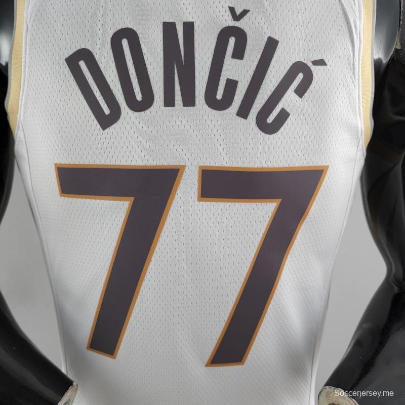 2020 دالاس مافريكس دالاس مافريكس DONCIC#77 إصدار المدينة قميص دوري كرة السلة الأمريكي للمحترفين أبيض اللون
