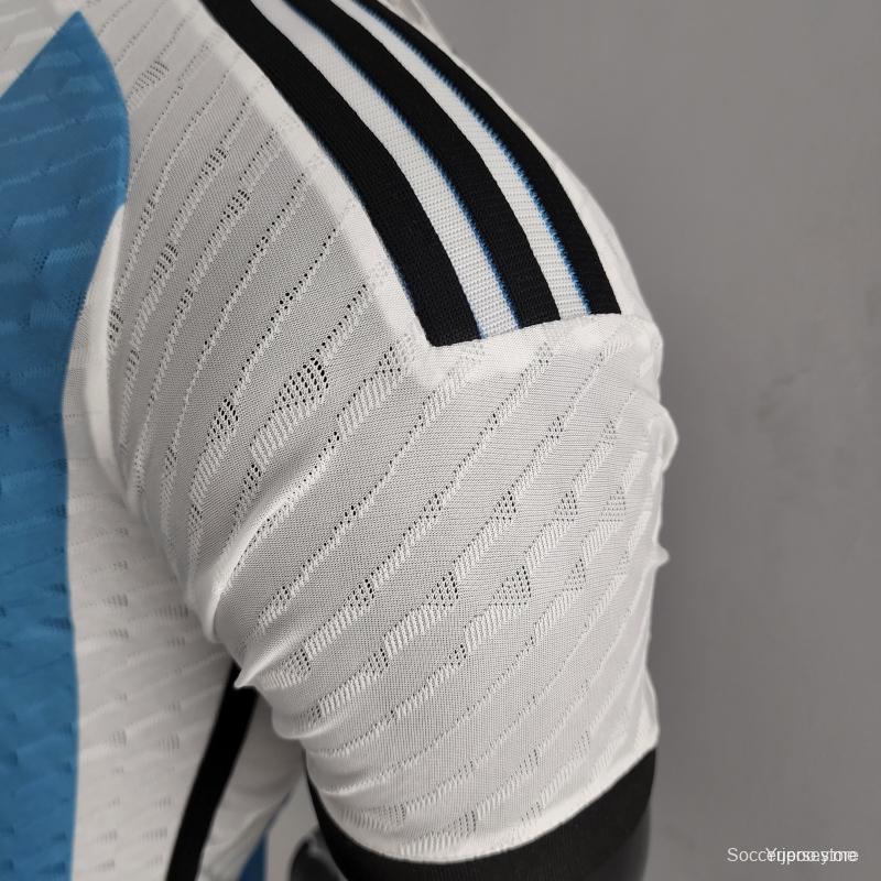 إصدار اللاعب 3 نجوم 2022 قميص منتخب الأرجنتين مع رقع بطل كأس العالم 2022
