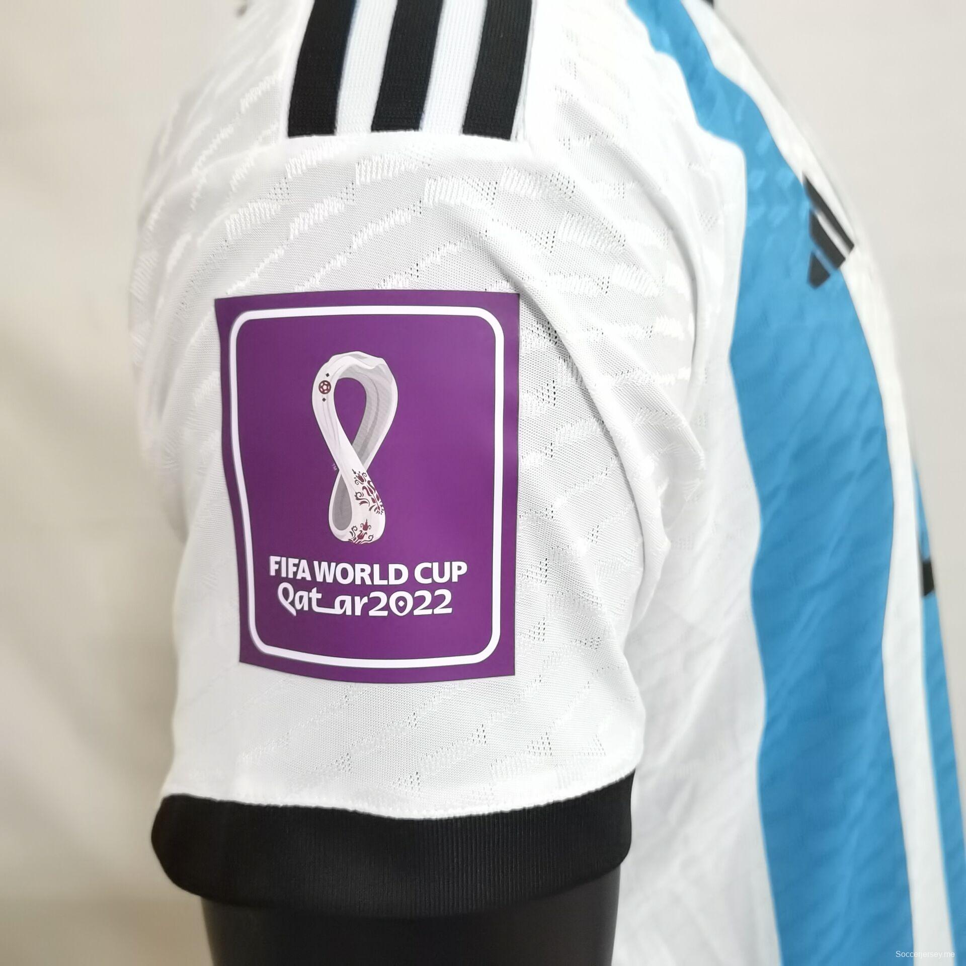 إصدار اللاعب 3 نجوم 2022 قميص المنتخب الأرجنتيني MESSI #10 مع رقع بطل كأس العالم
