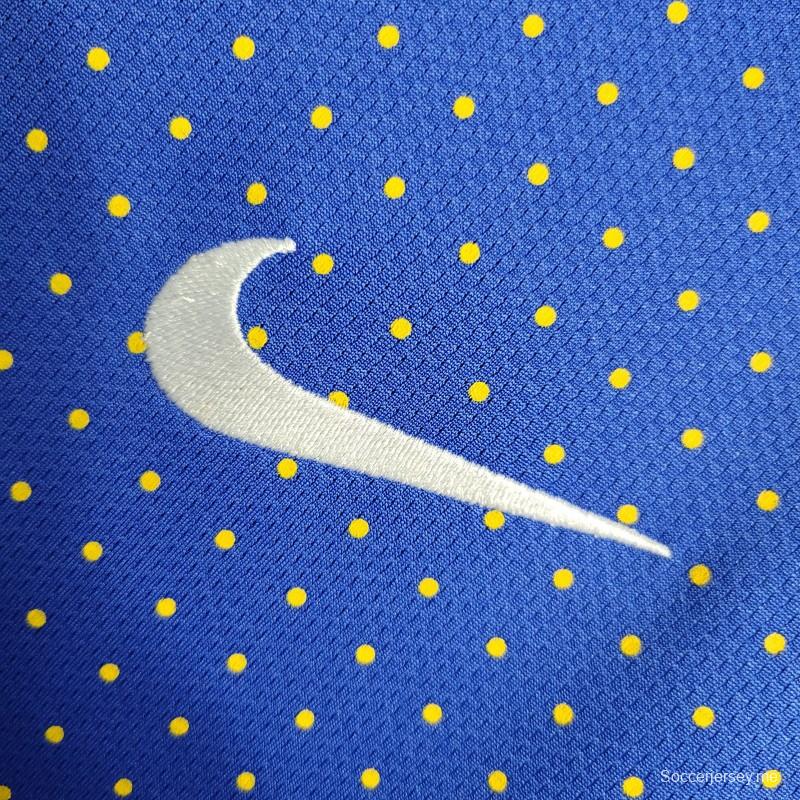 قميص أزرق عتيق رياضي أزرق اللون أزرق اللون البرازيل 2010 ذهاباً وإياباً
