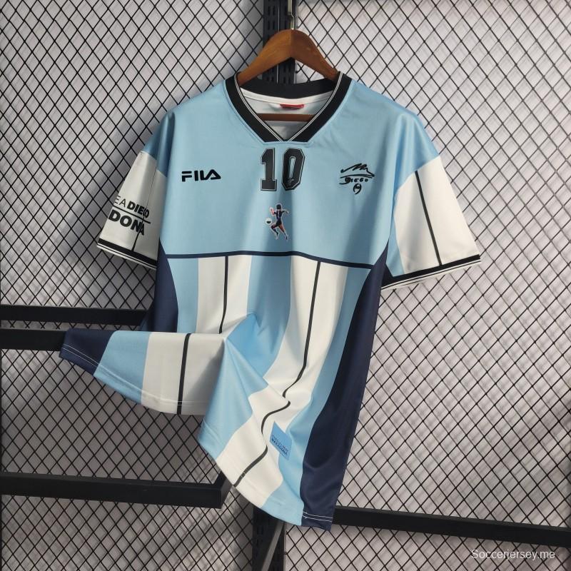 قميص مارادونا الأرجنتيني القديم 2001 رقم 10 طبعة تذكارية للأرجنتين 2001
