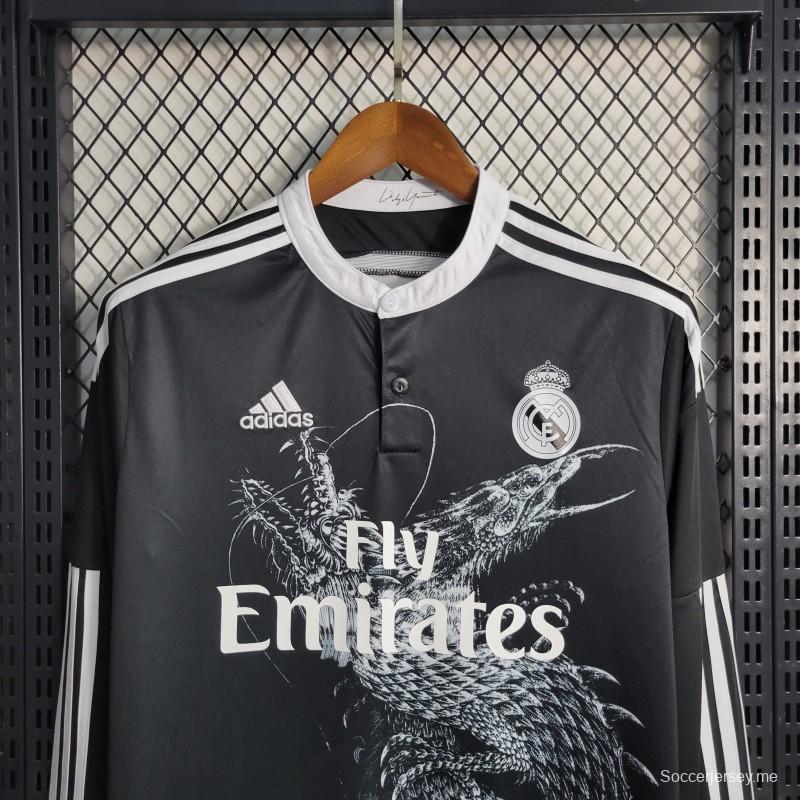 قميص ريترو 14/15 ريال مدريد الثالث أسود اللون أسود طويل التنين
