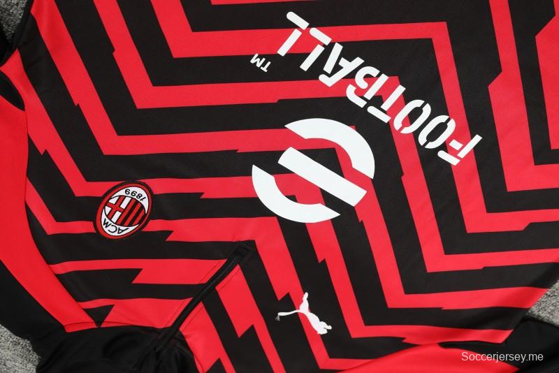 23/24 ميلان الإيطالي جاكيت أحمر نصف سحاب أسود + بنطلون + بنطلون
