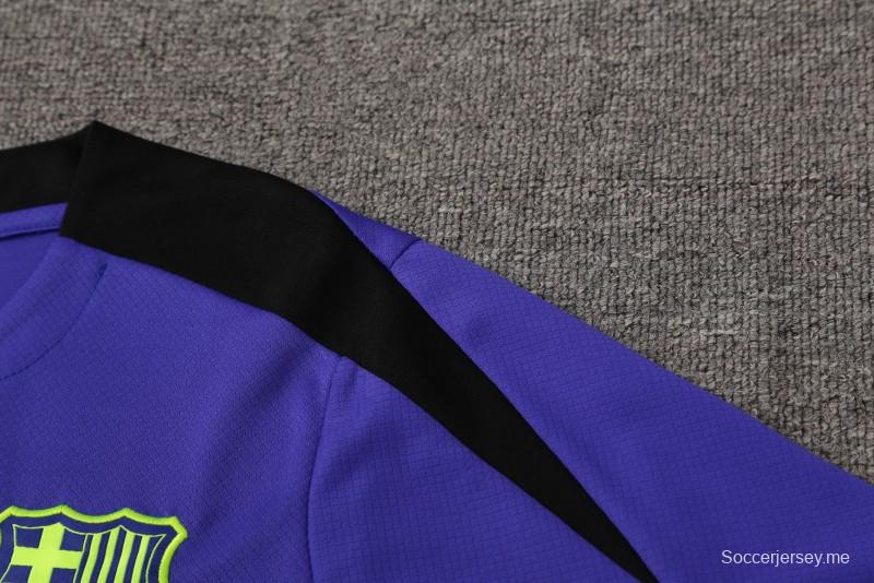 24/25 برشلونة أزرق أزرق قصير الأكمام جيريزي + شورت قصير الأكمام
