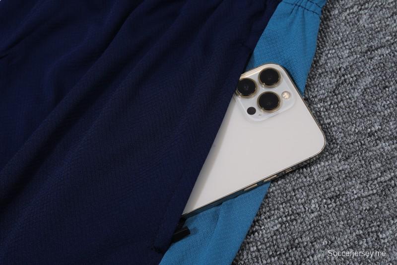 2024 قميص أزرق بأكمام قصيرة + شورت بأكمام قصيرة أزرق 2024 البرازيل
