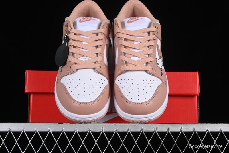 Nike Dunk Low SB Casual Sneakers with Knit Cat and Rose Pink Design - DD1503-118