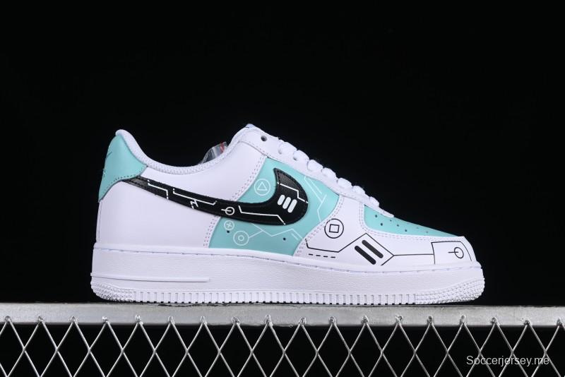 Nike Air Force 1 '07 Low PS5 Gaming Theme Ice Green Casual Sneakers - CW2288-114