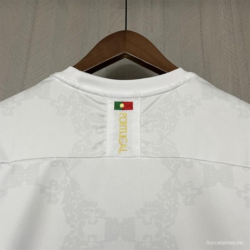 2024 البرتغال فاصلة بيضاء اللون الأبيض سيو جيرسي 2024