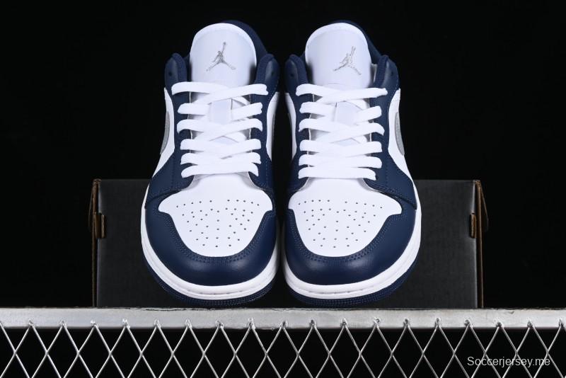 Nike Air Jordan 1 Low AJ1 White Blue Grey Low Top Lifestyle Basketball Shoes - 553558-141