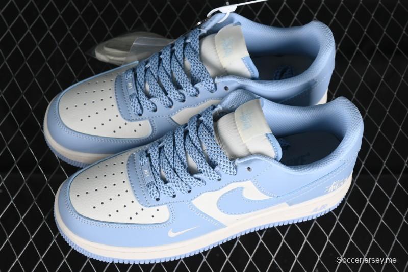 Nike Air Force 1 '07 Low Stussy Collaboration - Sky Blue Low-Top Casual Sneakers - BB9599-201