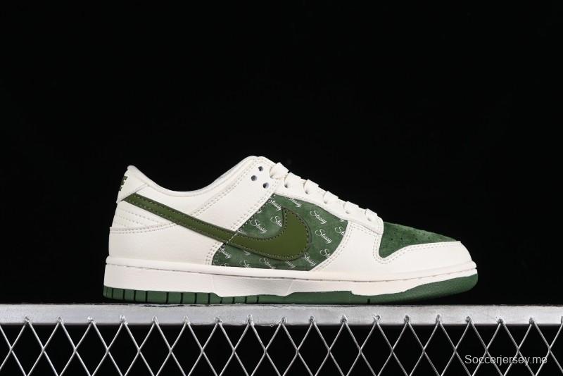 Nike SB Dunk Low Stussy Collaboration - Green Floral Anniversary Custom Low-Top Casual Skate Shoes - CF3688-008