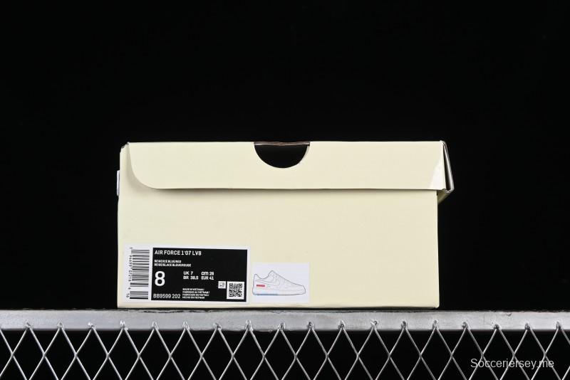 Nike Air Force 1 '07 Low Supreme Collaboration - White Blue Colorblock Low-Top Casual Sneakers BB9599-202
