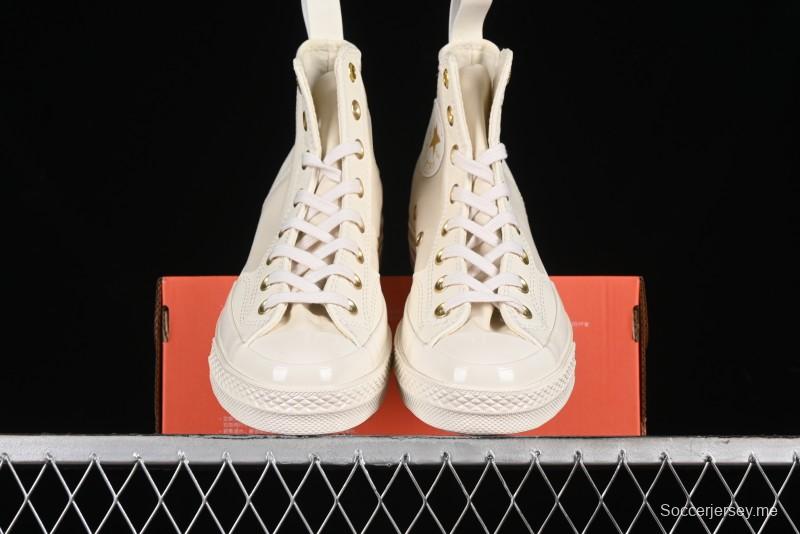Converse Chuck 70s High Top Casual Sneakers with Cream Cloud and Gold Accents - A08232C