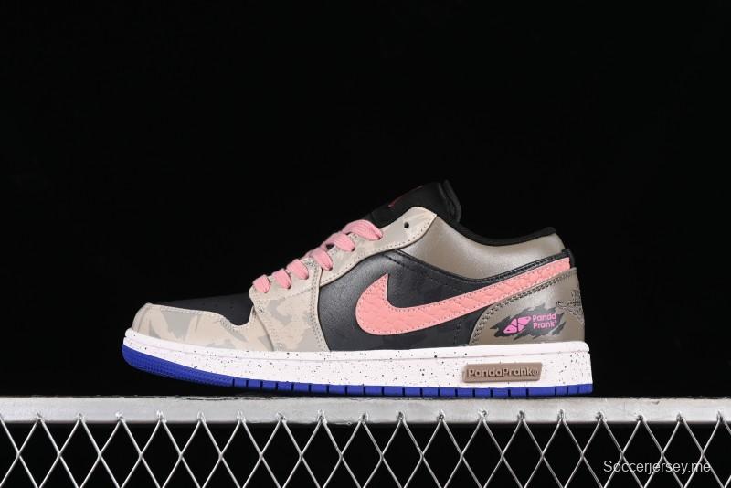 Nike Air Jordan 1 Low Retro Basketball Shoes with Panda Mischief Pioneer Knight Design - 553558-154