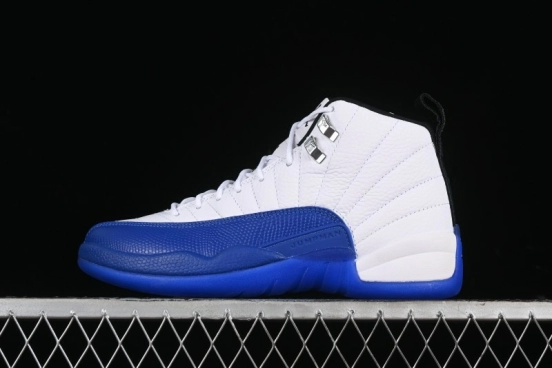 Nike Air Jordan 12 Retro Basketball Shoes in White Blue - CT8013-140