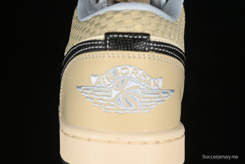 Nike Air Jordan 1 Low "Coconut Milk Black" Casual Basketball Shoes with Team Gold Accents - HQ3437-101