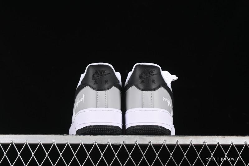 Nike Air Force 1 '07 Low White Grey Black Double Swoosh Casual Sneakers - DY8899-001