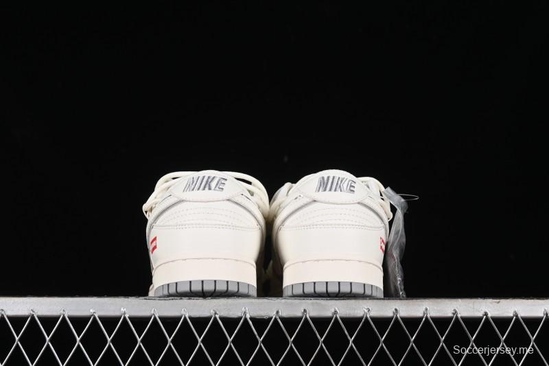 Nike SB Dunk Low Supreme Collaboration - Beige White Fox Lettering Anniversary High-End Custom Low-Top Casual Skate Shoes - JJ5688-106
