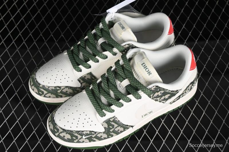 Nike SB Dunk Low Dior Collaboration - Navy Blue Pattern Anniversary High-End Custom Low-Top Casual Skate Shoes - XY1688-005