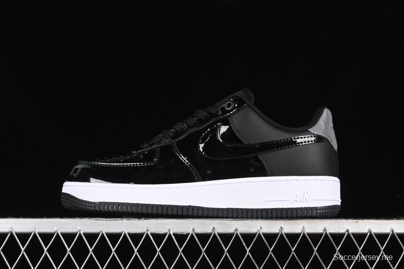 Nike Air Force 1 '07 Low Patent Leather All Black Casual Sneakers - AH6827-001