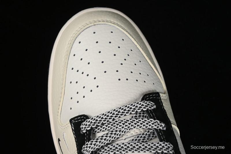 Nike SB Dunk Low Lightning Collaboration - Off White Black Double Swoosh Anniversary Custom Low-Top Casual Skate Shoes - XY1688-007