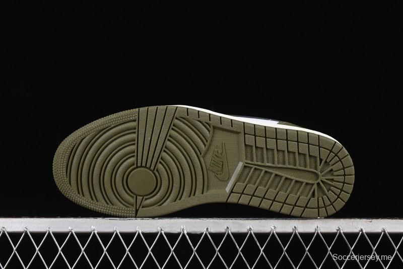 Nike Air Jordan 1 Low "Medium Olive" Retro Casual Sneakers - 553558-092