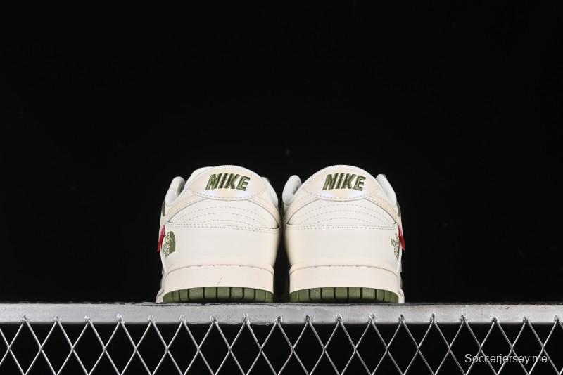 Nike SB Dunk Low Supreme The North Face Collaboration - Beige Green Reflective Swoosh Anniversary Custom Edition Low-Top Casual Skate Shoes - XX2025-638