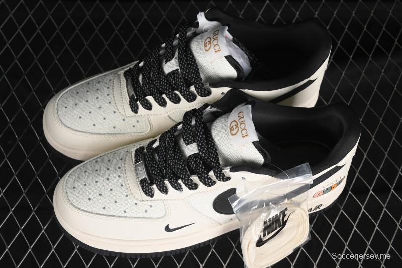 Nike Air Force 1 '07 Low Gucci Collaboration - Dark Blue Linen Casual Sneakers - XZ3398-888