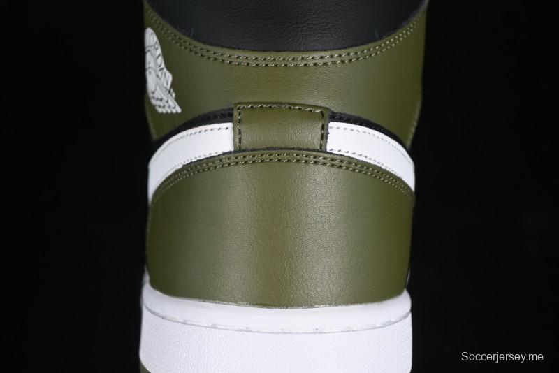 Nike Air Jordan 1 Mid AJ1 Army Green Mid-Top Casual Sneakers - DQ8426-092