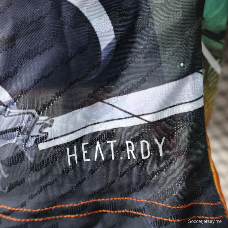 إصدار اللاعب 2025 قميص محارب الأنيمي الياباني باللون الأزرق المخملي مع قميص محارب الأنيمي