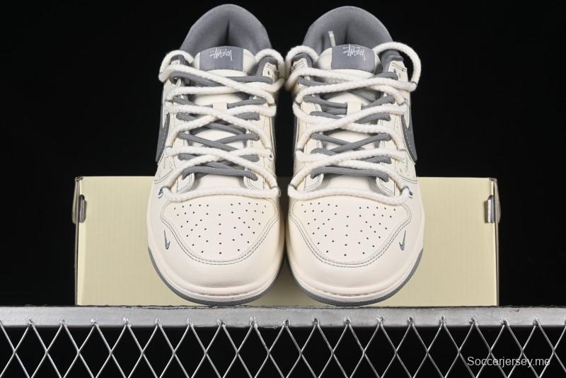 Nike SB Dunk Low Stussy Bandana Grey Check Anniversary Custom Low-Top Casual Skate Shoes - SJ2068-310