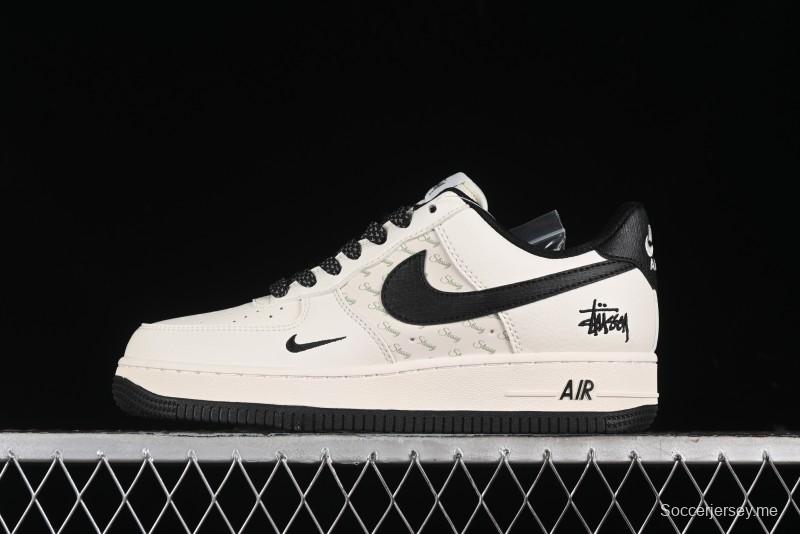 Nike Air Force 1 '07 Low Stussy Collaboration - White Black Low-Top Casual Sneakers - XZ3328-001