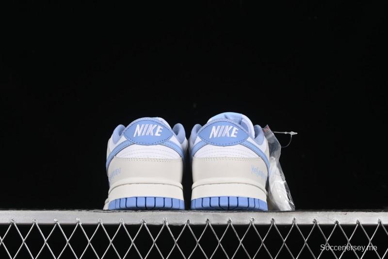 Nike SB Dunk Low Saint Laurent Series - White Grey Blue Swoosh Anniversary High-End Custom Low-Top Casual Sneakers - GF2409-168