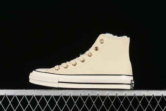 Converse Chuck 1970s Winter Waterproof Leather High-Top Sneakers with Gold Eyelets and Fleece Lining - A12443C