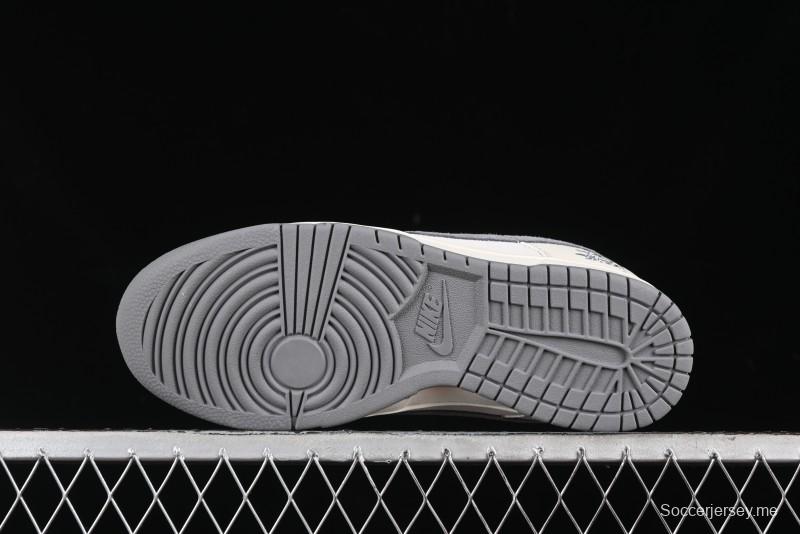 Nike SB Dunk Low Stussy Collaboration - Grey Pigskin Red Tail Anniversary High-End Custom Low-Top Casual Skate Shoes - XY2025-015