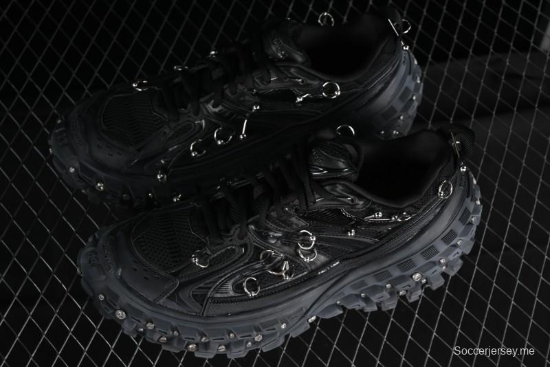 Balenciaga Defender Rubber Platform Sneakers Low-Top Combat Outdoor Shoes with Studded Design and Exaggerated Tire Tread Sole - W2RAG1081