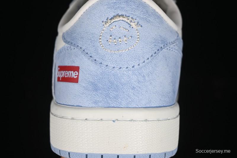 Nike Travis Scott x Fragment Design x Air Jordan 1 Low OG SP AJ1 Supreme Collaboration - Tie-Dye Blue Low-Top Casual Sneakers - CH6336-010