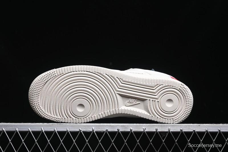 Nike Air Force 1 '07 Low Stussy Collaboration - AF1 White Red Label Low-Top Casual Sneakers - SJ6698-016